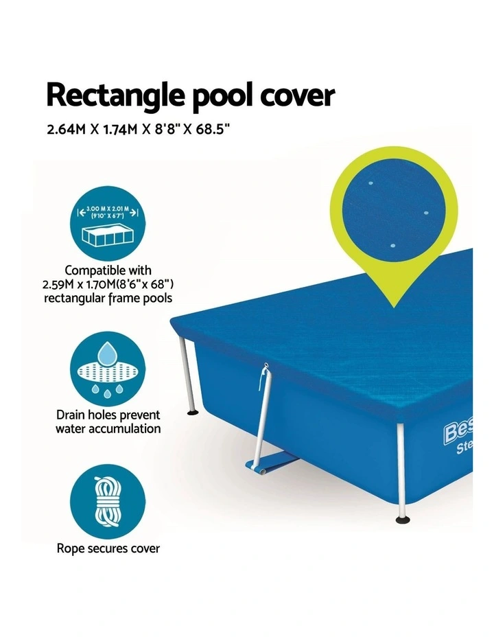Rectangle Swimming Pool Pe Shelter Fits 259x170cm in Blue image 6