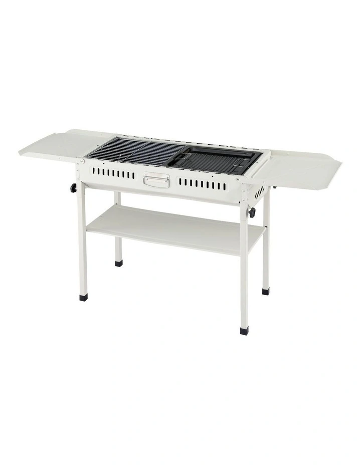Portable BBQ Grill With Stainless Steel Racks & Pans in Beige image 2
