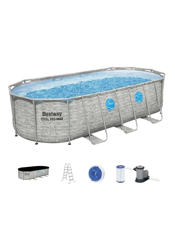 Steel Frame Above Ground Swimming Pool 549x274x122cm in Multi image 2