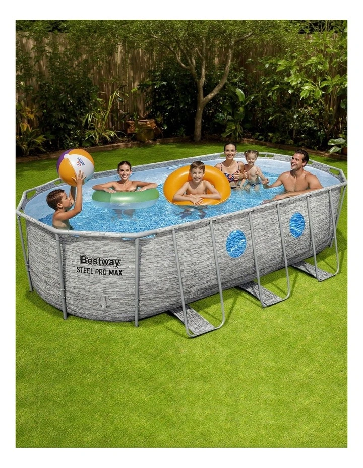 Steel Frame Above Ground Swimming Pool 549x274x122cm in Multi image 3