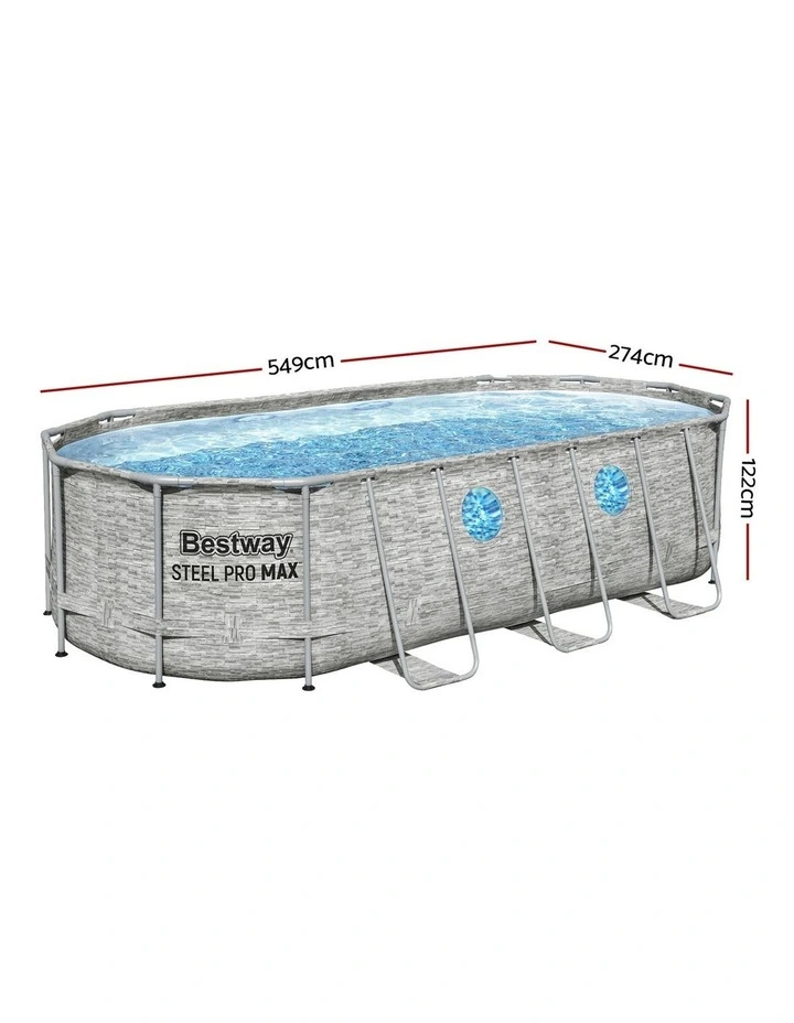 Steel Frame Above Ground Swimming Pool 549x274x122cm in Multi image 4