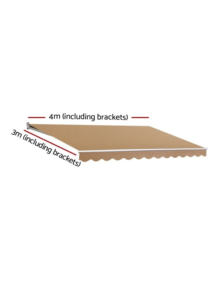 Retractable Folding Arm Awning Manual Sunshade 4mx3m in Beige image 2