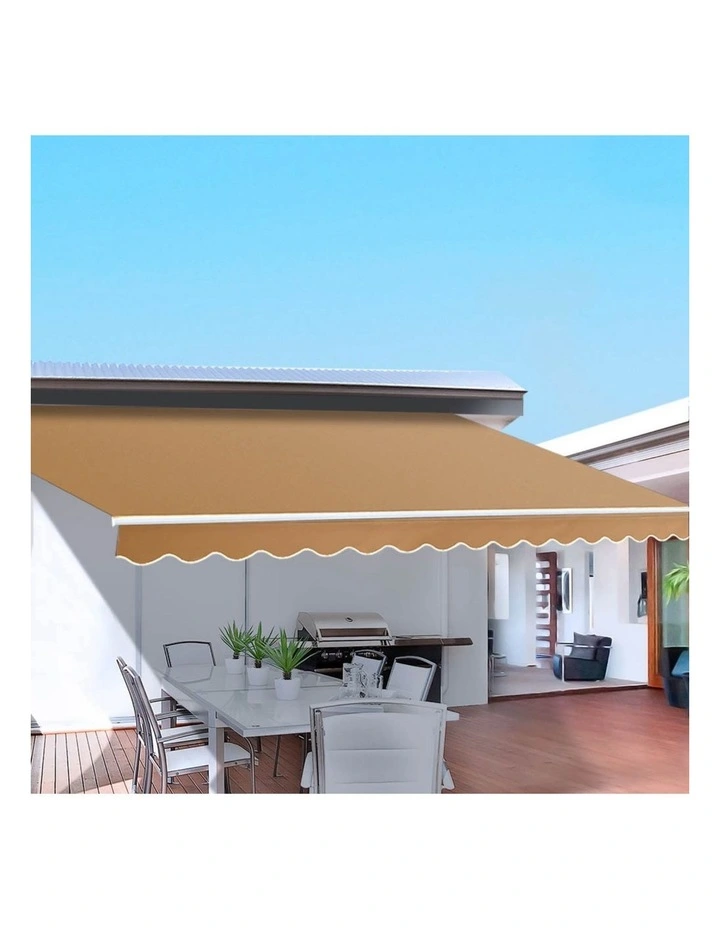 Retractable Folding Arm Awning Manual Sunshade 4mx3m in Beige image 3