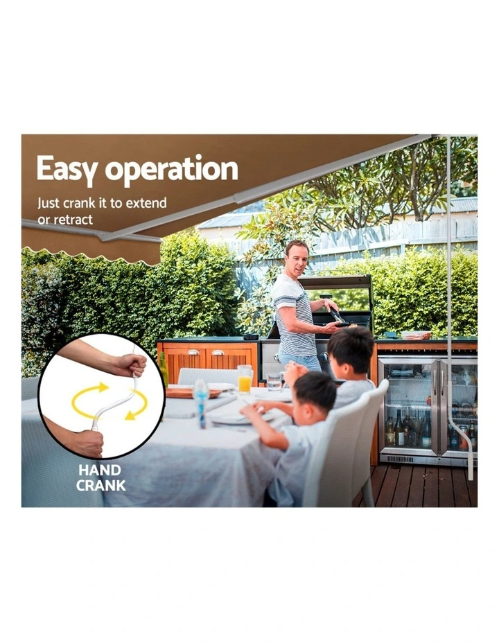 Retractable Folding Arm Awning Manual Sunshade 4mx3m in Beige image 5
