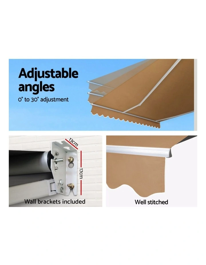 Retractable Folding Arm Awning Manual Sunshade 4mx3m in Beige image 6