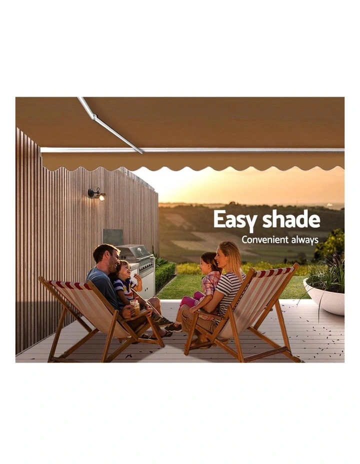 Retractable Folding Arm Awning Manual Sunshade 4mx3m in Beige image 7