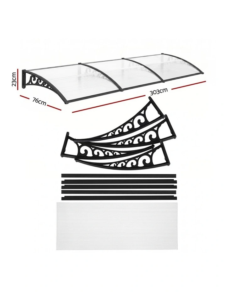 Window Door Awning 0.8mx3m in Transparent image 4