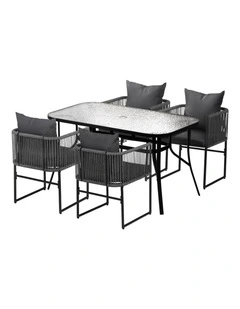 Outdoor Dining Set Table 5-Pieces in Black