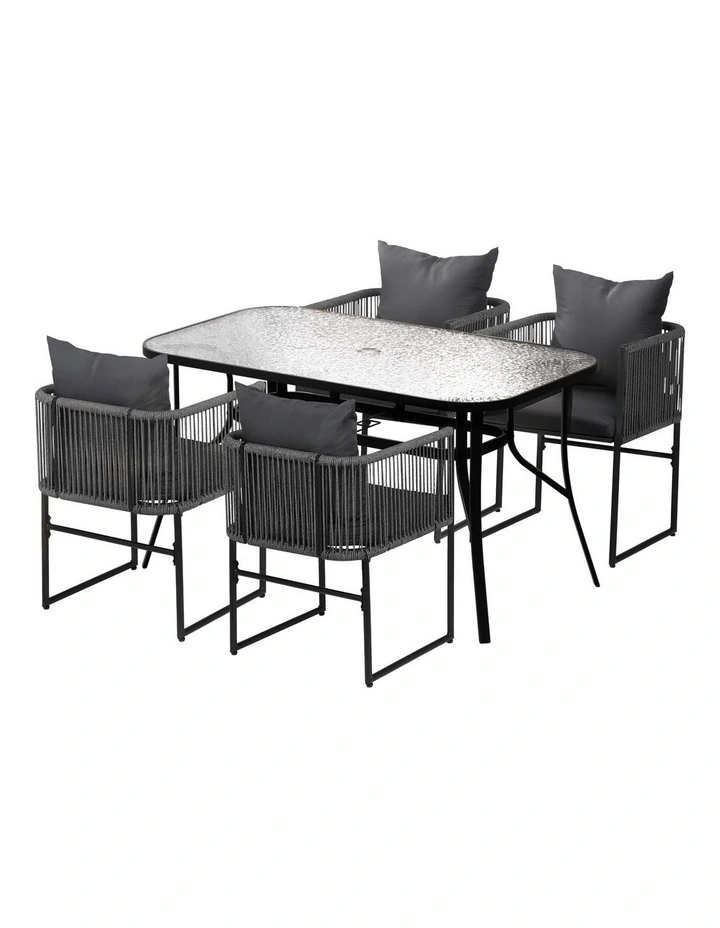 Outdoor Dining Set Table 5-Pieces in Black image 1