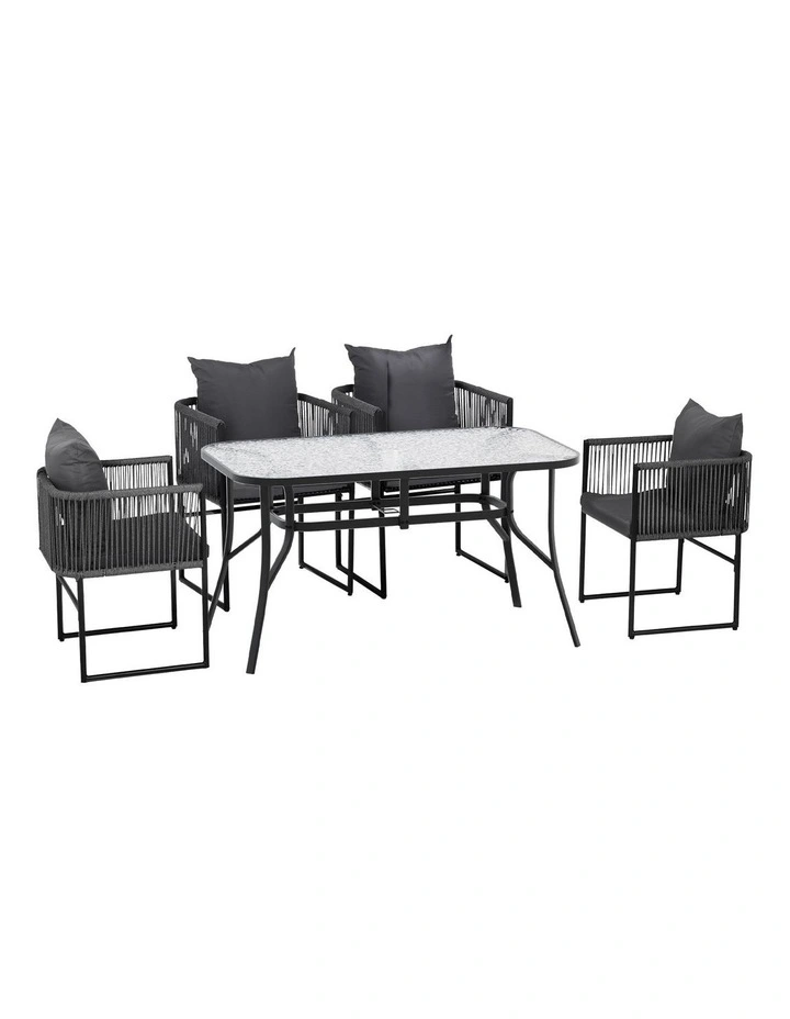 Outdoor Dining Set Table 5-Pieces in Black image 2