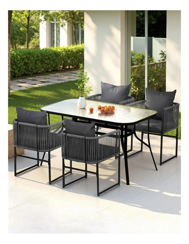 Outdoor Dining Set Table 5-Pieces in Black image 3