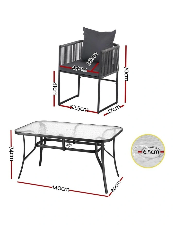 Outdoor Dining Set Table 5-Pieces in Black image 4