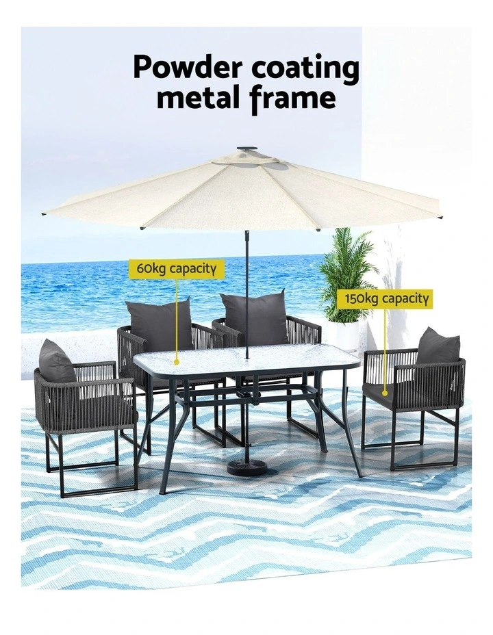 Outdoor Dining Set Table 5-Pieces in Black image 5