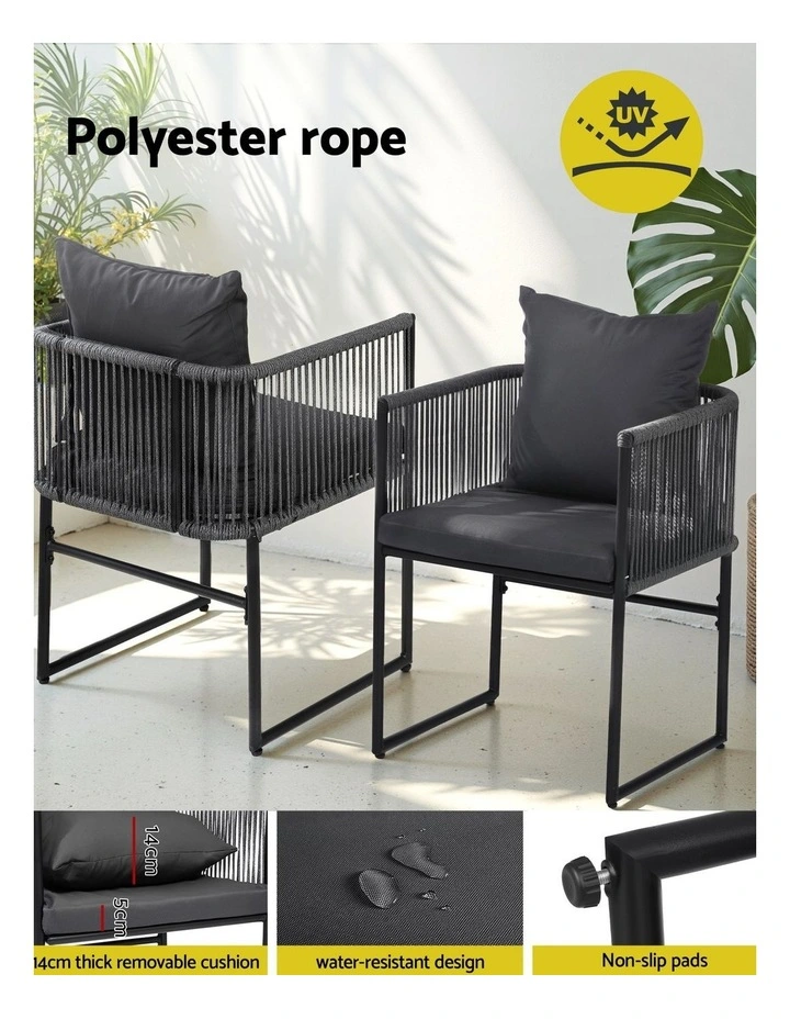Outdoor Dining Set Table 5-Pieces in Black image 6