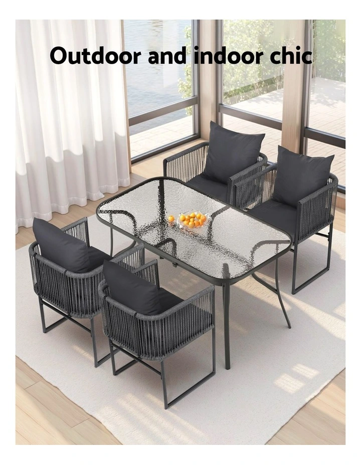 Outdoor Dining Set Table 5-Pieces in Black image 7
