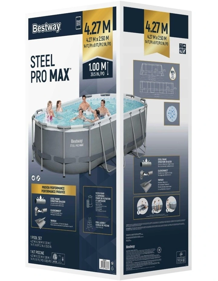 Steel Frame Above Ground Swimming Pool 427x250x100cm in Multi image 2