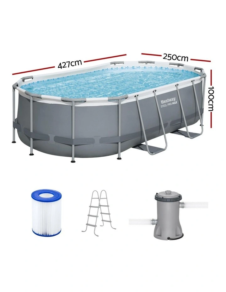 Steel Frame Above Ground Swimming Pool 427x250x100cm in Multi image 4