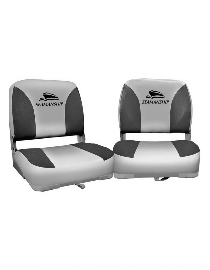 Marine Swivel Low Back Folding Boat Seats 2 Pieces 13cm in Padding Charcoal image 1