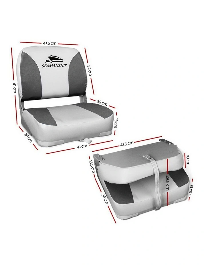 Marine Swivel Low Back Folding Boat Seats 2 Pieces 13cm in Padding Charcoal image 2