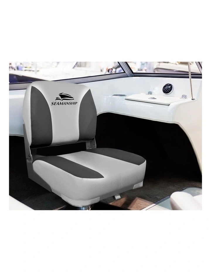 Marine Swivel Low Back Folding Boat Seats 2 Pieces 13cm in Padding Charcoal image 4