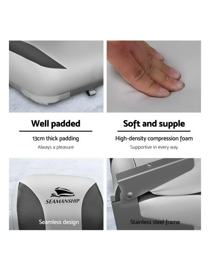 Marine Swivel Low Back Folding Boat Seats 2 Pieces 13cm in Padding Charcoal image 6