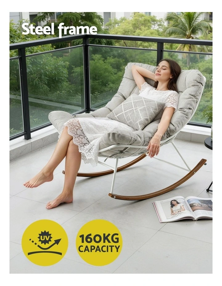 Outdoor Rocking Chair in White image 5