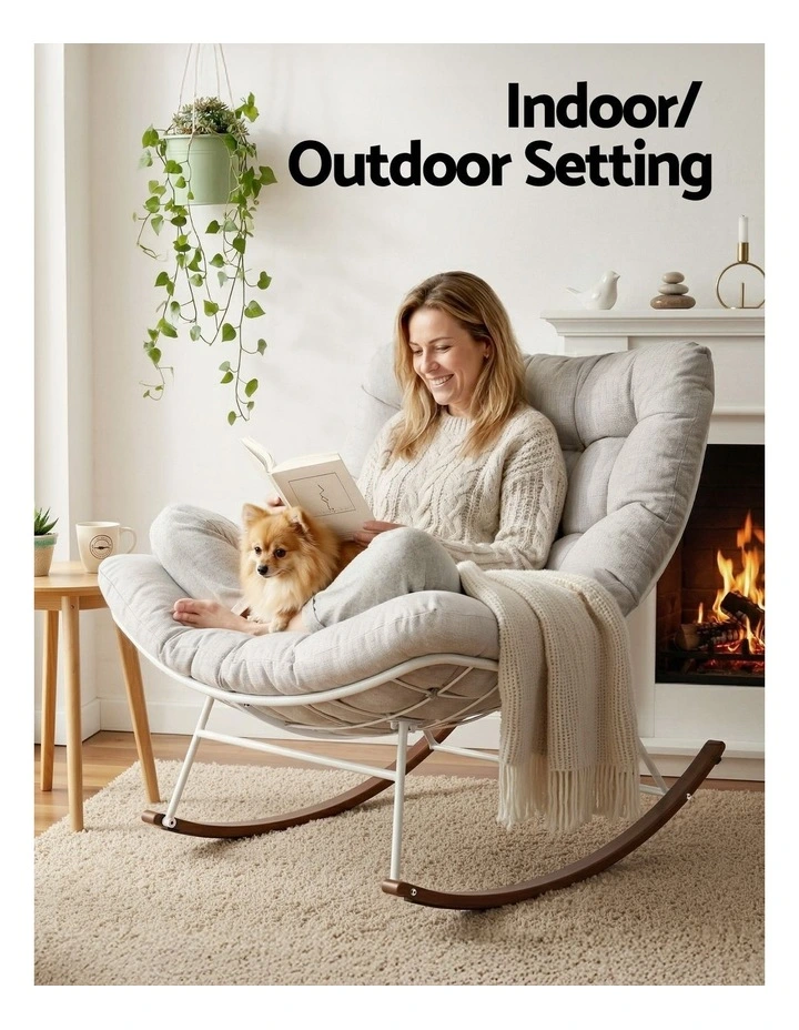 Outdoor Rocking Chair in White image 7