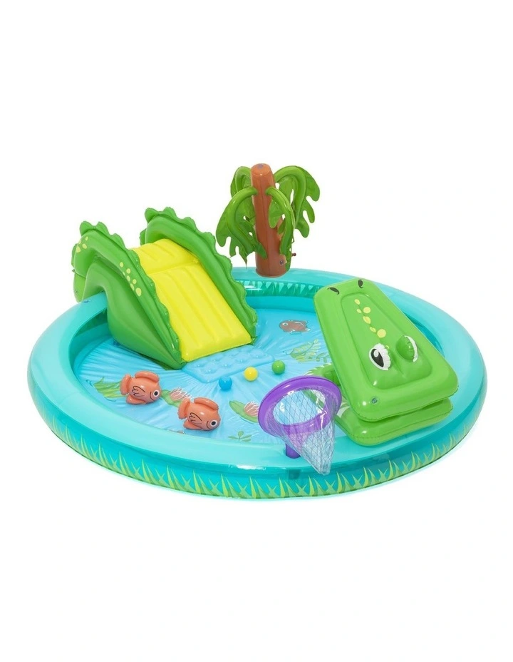 Inflatable Splash Play Pool With Slide Ball Fishing Net in Multi image 1