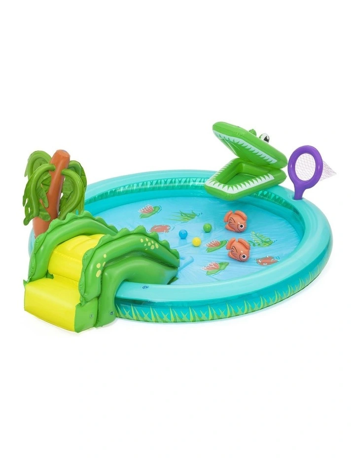 Inflatable Splash Play Pool With Slide Ball Fishing Net in Multi image 2