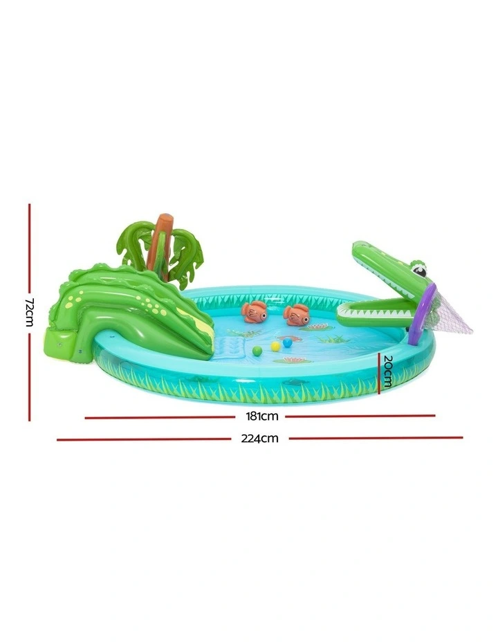 Inflatable Splash Play Pool With Slide Ball Fishing Net in Multi image 3