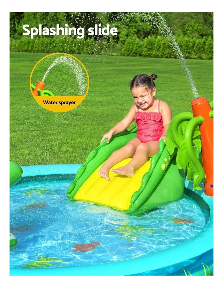 Inflatable Splash Play Pool With Slide Ball Fishing Net in Multi image 4