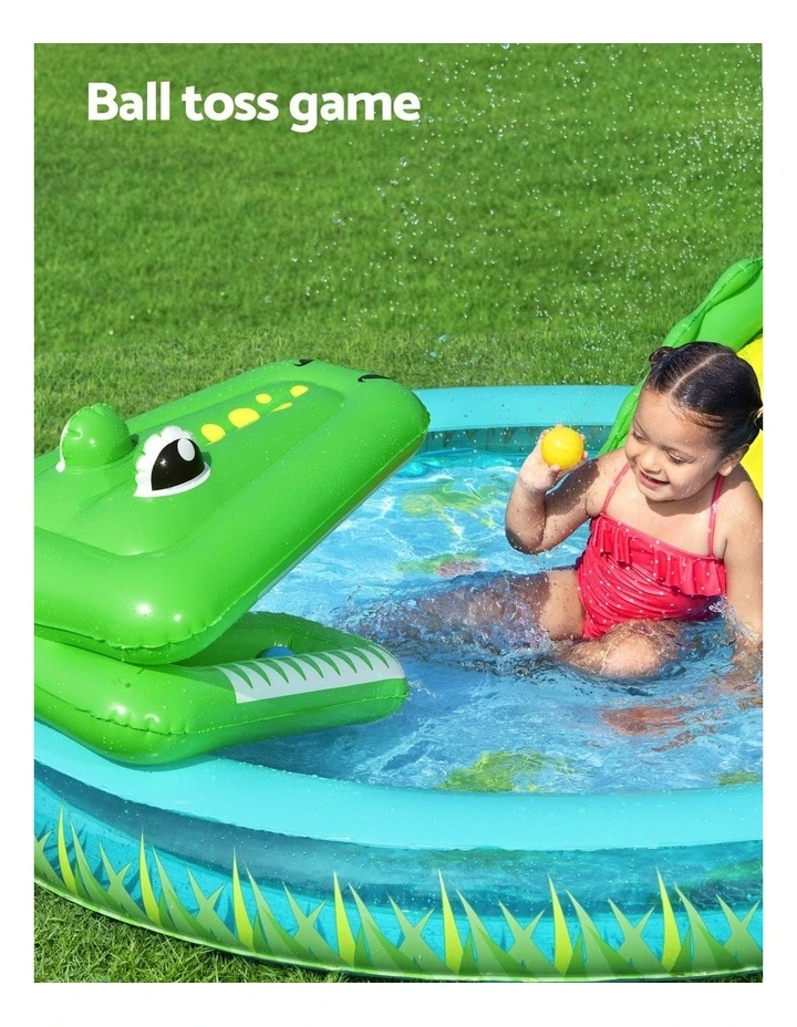 Inflatable Splash Play Pool With Slide Ball Fishing Net in Multi image 5