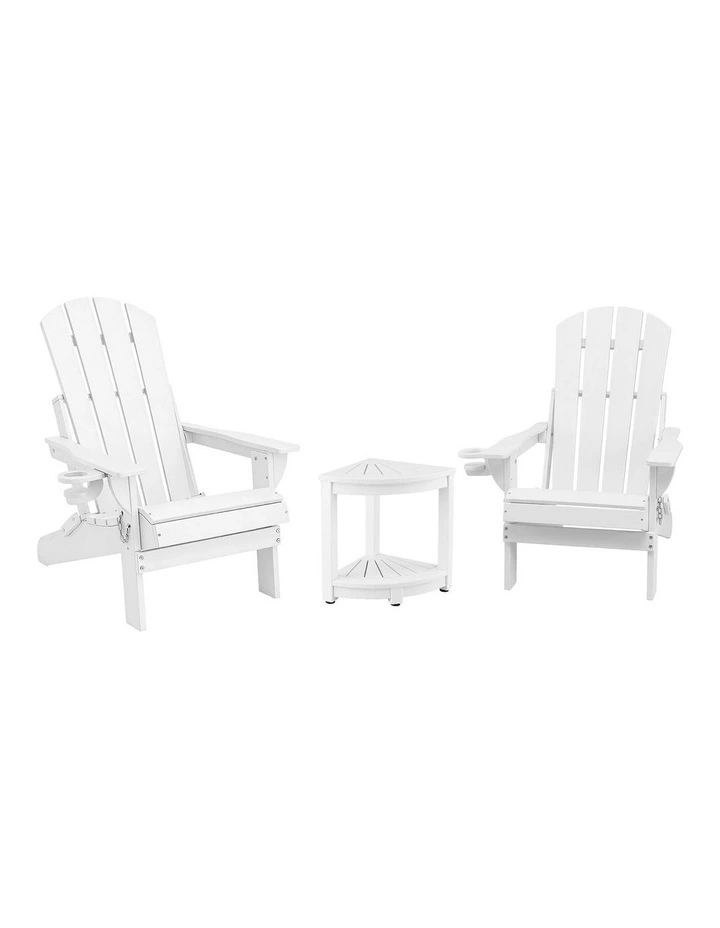HDPE Adirondack Folding Outdoor Table and Chairs Furniture in White image 1
