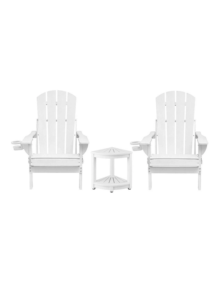 HDPE Adirondack Folding Outdoor Table and Chairs Furniture in White image 2