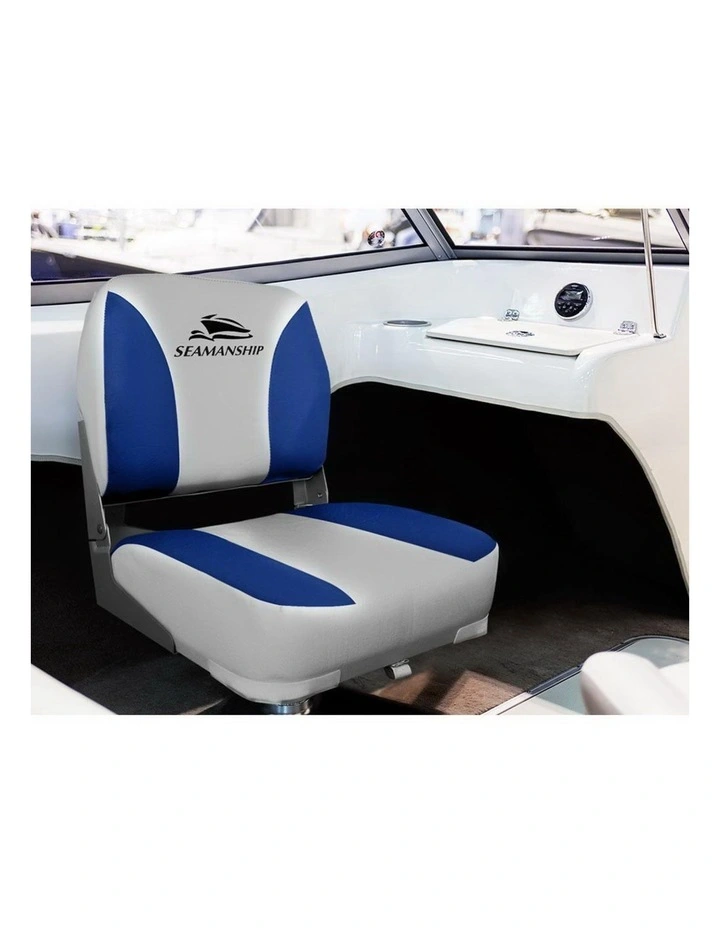 Marine Swivel Low Back 2x Folding Boat Seats 13cm in Grey/Blue image 4