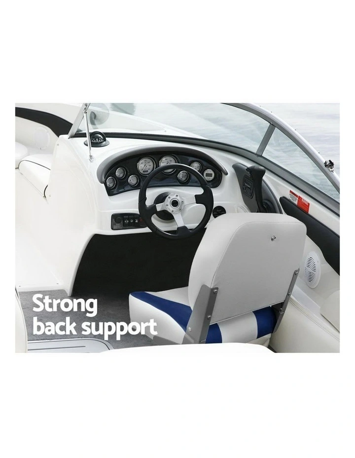 Marine Swivel Low Back 2x Folding Boat Seats 13cm in Grey/Blue image 7
