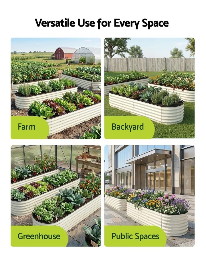 Galvanised Rust Resistant Oval Raised Garden Bed Planter Box 240x60x45cm in White image 7