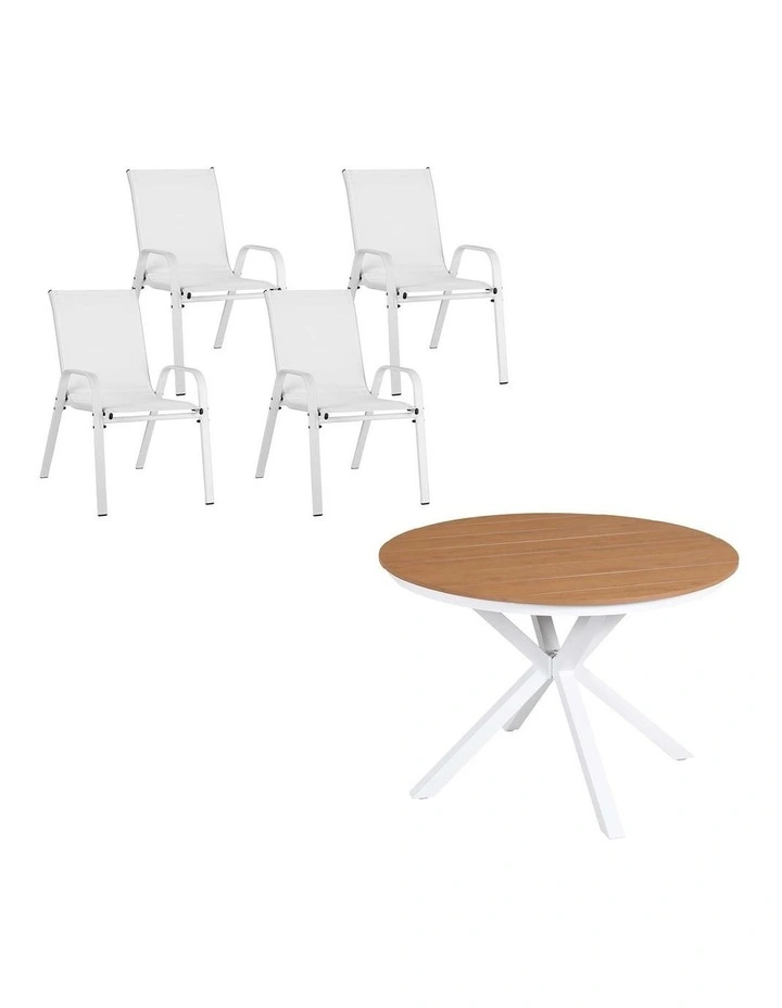 Steel Table and Chairs Patio Garden Outdoor Dining Set Furniture 7 Pieces in White image 2