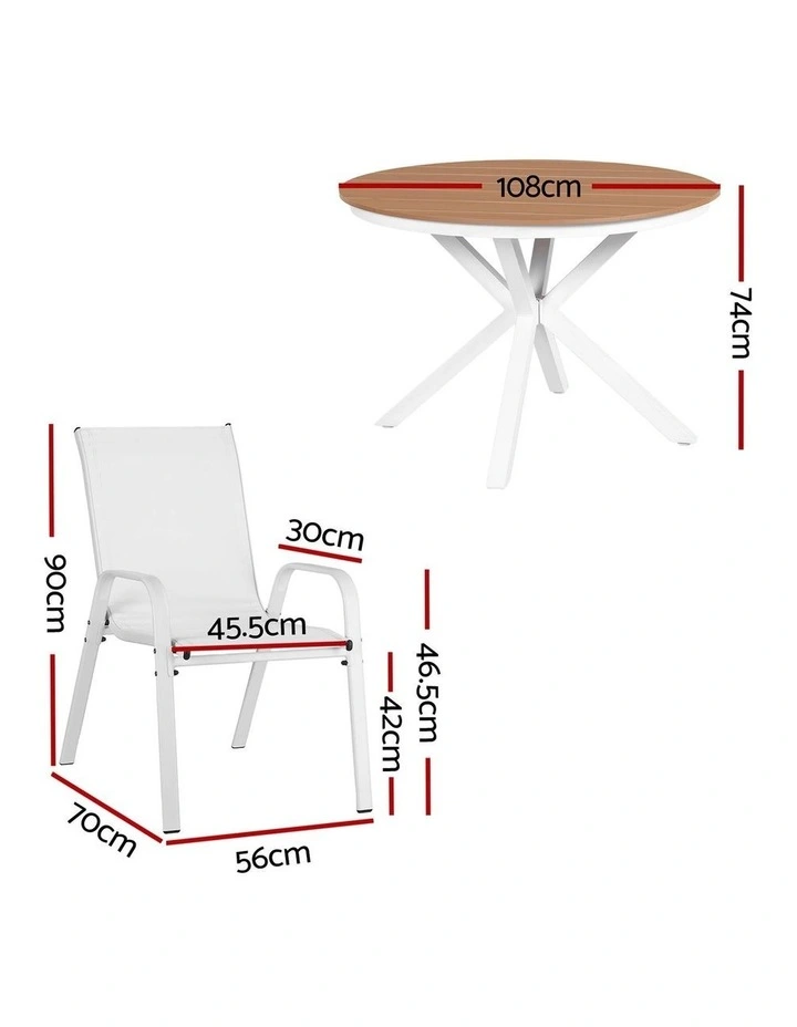 Steel Table and Chairs Patio Garden Outdoor Dining Set Furniture 7 Pieces in White image 4