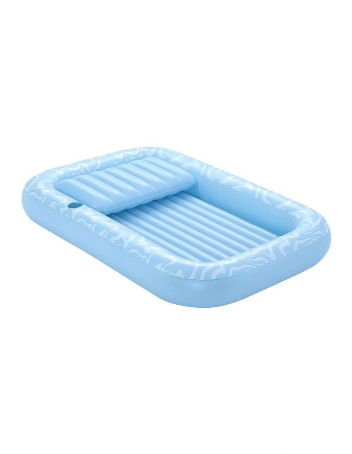 Inflatable Chair Bed Pillow Cup Holder Floating Seat Pool Lounger 2.03x1.37m in Blue image 2