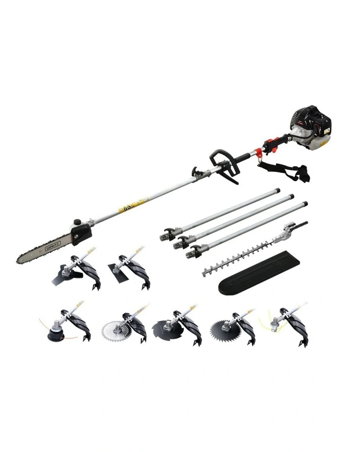 Pole Chainsaw Hedge Trimmer Brush Cutter Whipper Snipper Tool 9 in 1 in Silver image 1