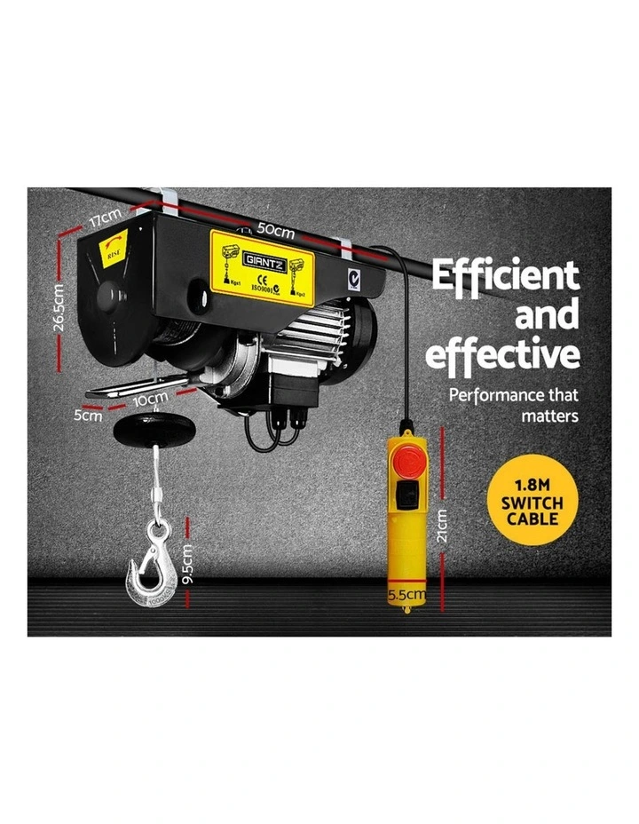 Cable 20M Rope Tool Remote Chain Lifting Electric Hoist Winch 500/1000KG image 2