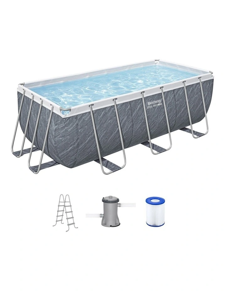 Pump Ladder and Steel Frame Swimming Pool Set 412x201x122cm in Grey image 2
