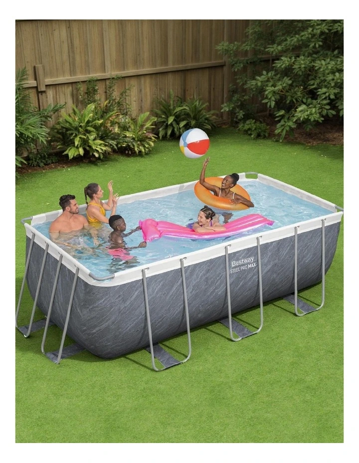 Pump Ladder and Steel Frame Swimming Pool Set 412x201x122cm in Grey image 3
