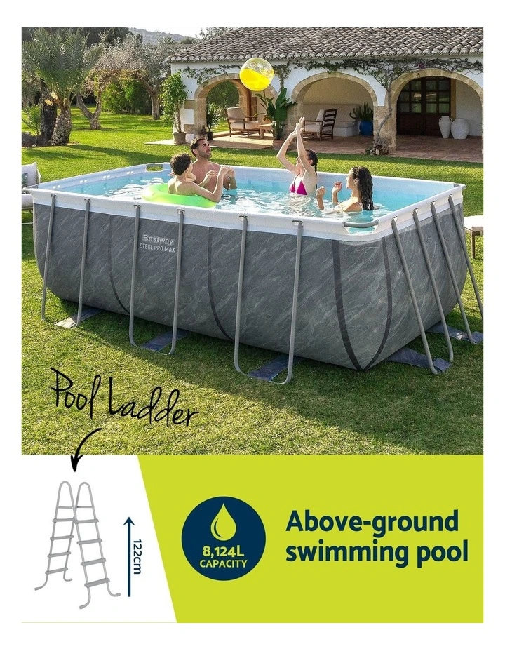 Pump Ladder and Steel Frame Swimming Pool Set 412x201x122cm in Grey image 5