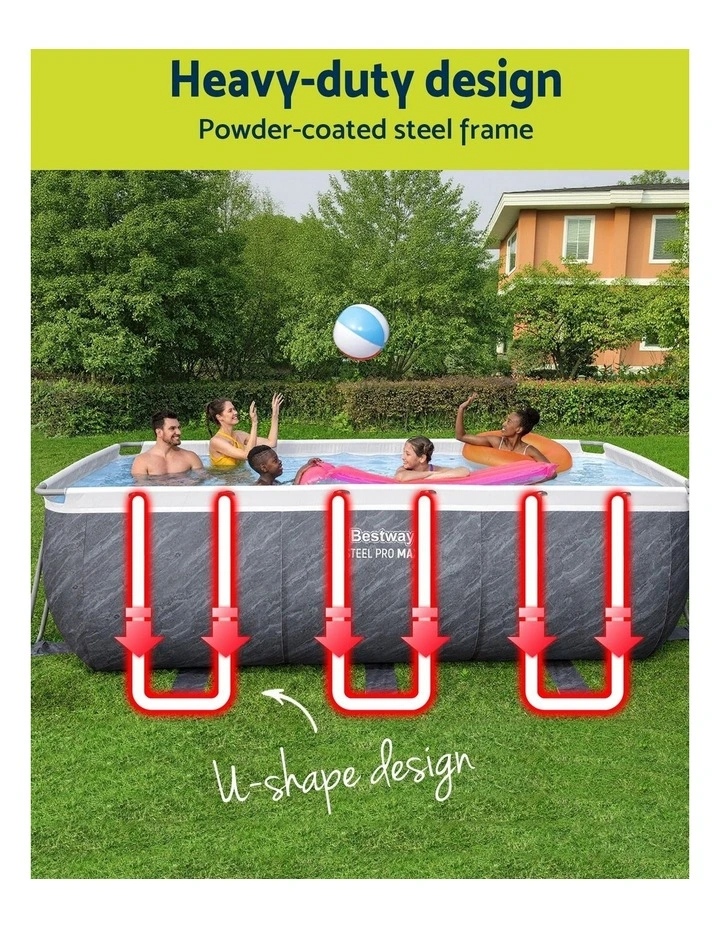 Pump Ladder and Steel Frame Swimming Pool Set 412x201x122cm in Grey image 6