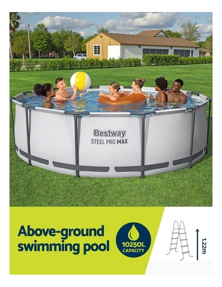 Above Ground Pools Round Filter Pump Cover Ladder Swimming Pool 366cm in White image 5