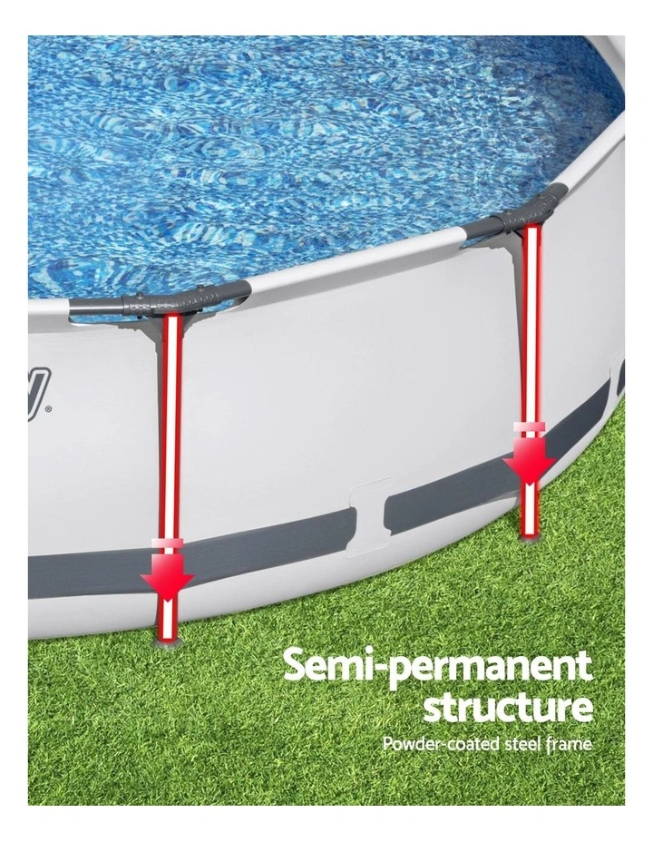 Above Ground Pools Round Filter Pump Cover Ladder Swimming Pool 366cm in White image 6