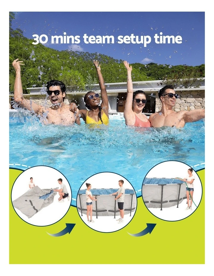 Above Ground Pools Round Filter Pump Cover Ladder Swimming Pool 366cm in White image 7
