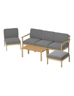 5-Seater Outdoor Sofa Set 6 Pieces in Beige